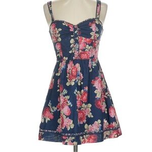Y2K Corset Abercrombie & Fitch Navy Floral Dress